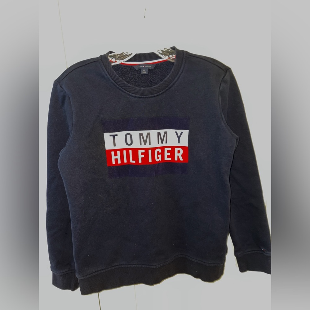 Tommy Hilfiger Blue, Red, and White Sweatshirt. Size S